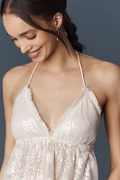 Mare V-Neck Halter Shiny Tank Top