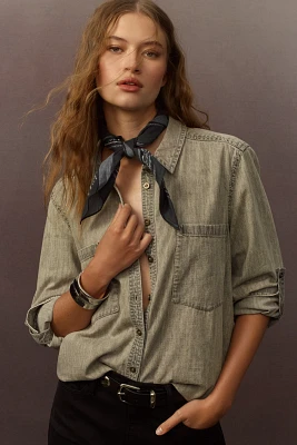 Pilcro Long-Sleeve Denim Buttondown Shirt