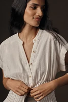 Pilcro Short-Sleeve Pleated Corset Blouse