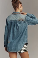 Pilcro Long-Sleeve Embroidered Icon Denim Buttondown Shirt