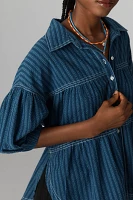 Pilcro Short-Sleeve Curved-Hem Cocoon Blouse