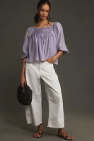 English Factory Balloon-Sleeve Pleated Top