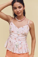 En Saison Mia Linen Blend Pleated Peplum Tank