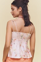 En Saison Mia Linen Blend Pleated Peplum Tank