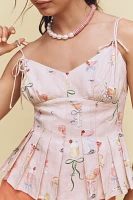 En Saison Mia Linen Blend Pleated Peplum Tank