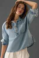 The Becca Regenerative Cotton Denim Popover Shirt by Pilcro