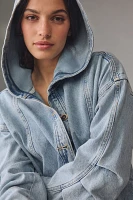 Pilcro Hooded Denim Popover Top