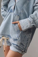 Pilcro Hooded Denim Popover Top