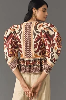 Farm Rio Toucans Scarf Puff-Sleeve Blouse