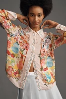 Farm Rio Garden Terrace Long-Sleeve Collared Buttondown Shirt