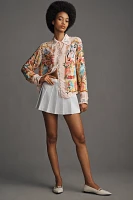 Farm Rio Garden Terrace Long-Sleeve Collared Buttondown Shirt