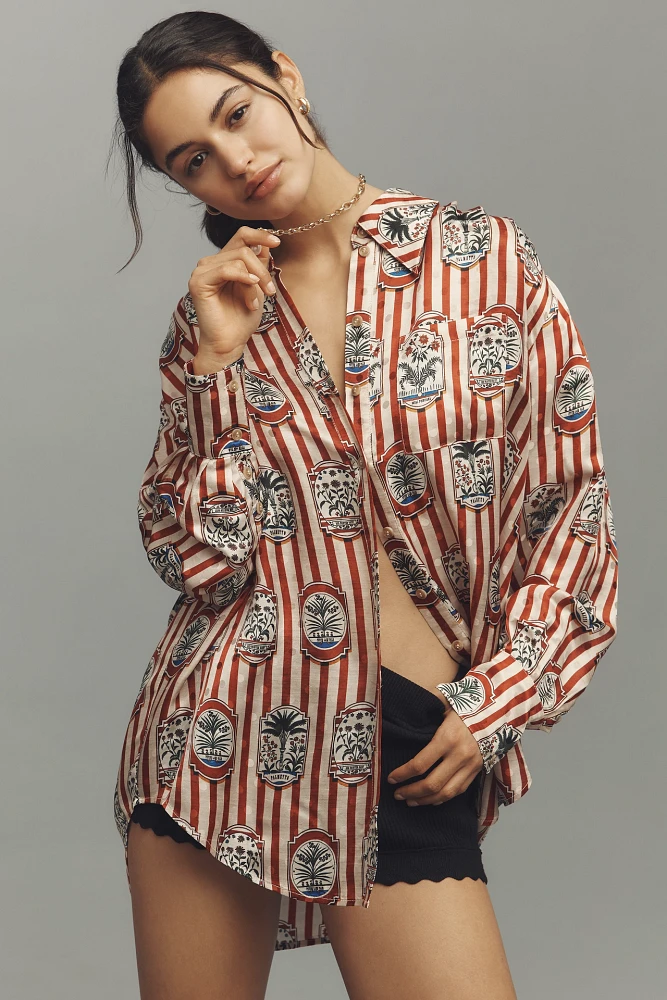 Hunter Bell Miles Printed Silk Blend Buttondown Shirt