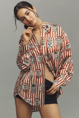 Hunter Bell Miles Printed Silk Blend Buttondown Shirt