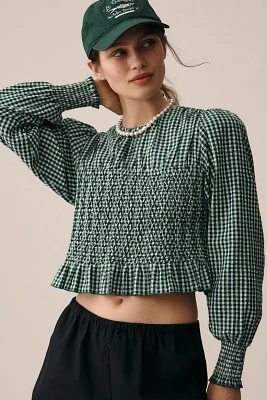 Hunter Bell Eubanks Puff-Sleeve Smocked Top