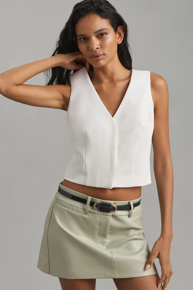 Flat White Sleeveless Tailored Blouse