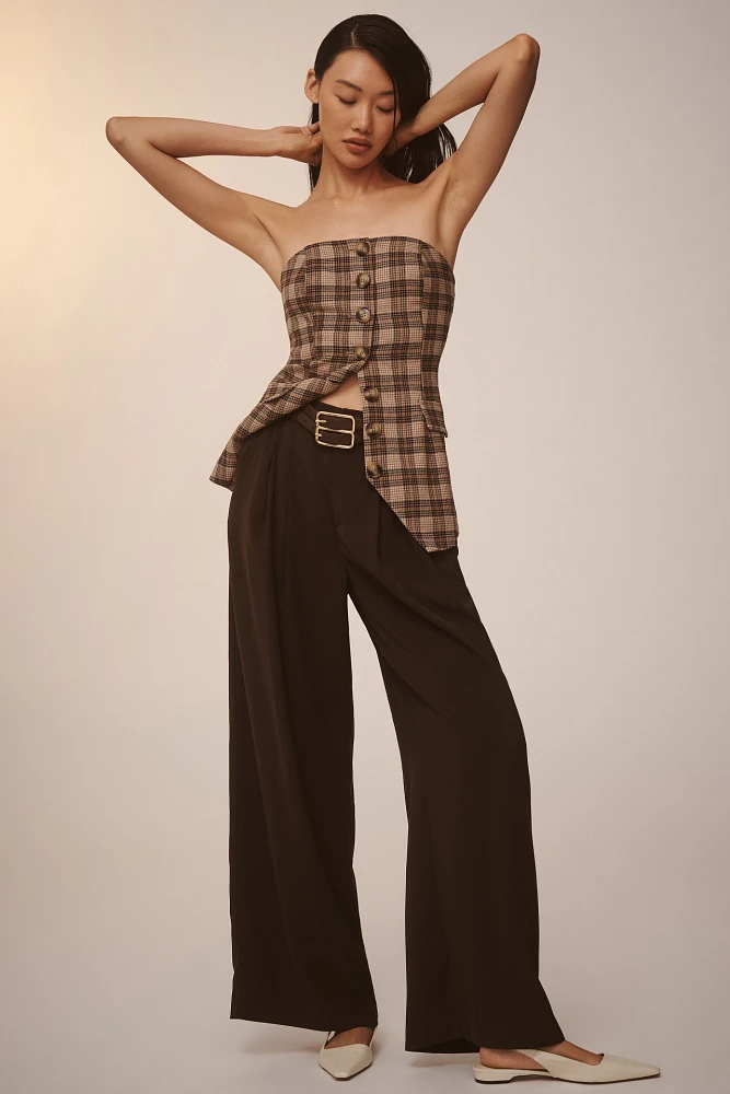 Flat White Strapless Button-Front Top