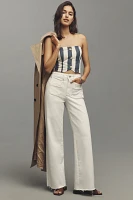Flat White Strapless Button-Front Cropped Top