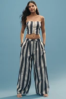 Flat White Strapless Button-Front Cropped Top