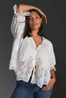 By Anthropologie Victorian Sheer-Lace Blouse