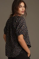 Pilcro Puff-Sleeve Gauze Blouse