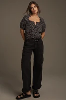 Pilcro Puff-Sleeve Gauze Blouse