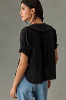 The Keira Collared Button-Front Blouse by Pilcro