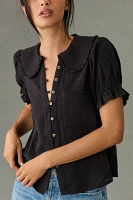 The Keira Collared Button-Front Blouse by Pilcro