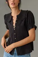 Keira Collared Button-Front Blouse by Pilcro