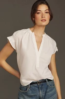 The Tatum Flutter-Sleeve Blouse by Pilcro: Poplin Edition