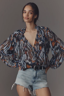 The Estela Sheer Printed Blouse