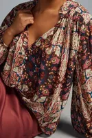 By Anthropologie Sheer Printed Blouse