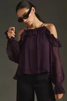 By Anthropologie Sheer Ruffled Blouse