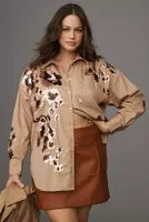 The Bennet Buttondown Shirt by Maeve: Sequin Leopard Edition