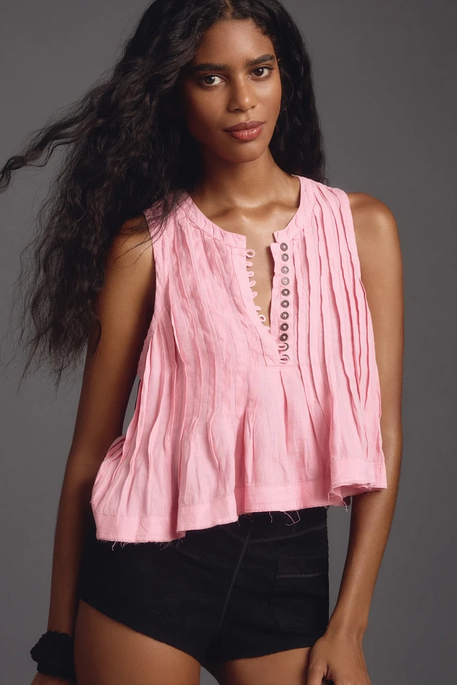 The Lottie Pleated Linen Tank