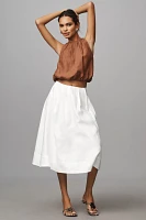 By Anthropologie Linen Bubble Crop Top