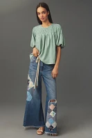 The Liza Puff-Sleeve Smocked Linen Top by Anthropologie