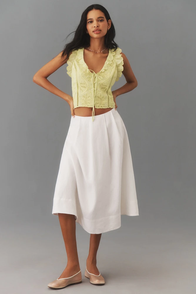 By Anthropologie Sleeveless Ruffled Top