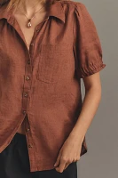 The Aly Puff-Sleeve Blouse by Pilcro: Linen Edition