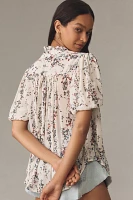 The Estela Sheer Printed Blouse: Short-Sleeve Edition