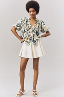 The Estela Short-Sleeve Sheer Printed Blouse