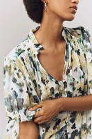The Estela Short-Sleeve Sheer Printed Blouse
