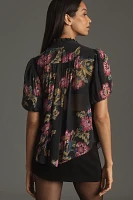 The Estela Sheer Printed Blouse: Short-Sleeve Edition