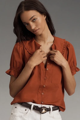 The Keira Collared Button-Front Blouse by Pilcro: Poplin Edition