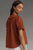 The Keira Collared Button-Front Blouse by Pilcro: Poplin Edition