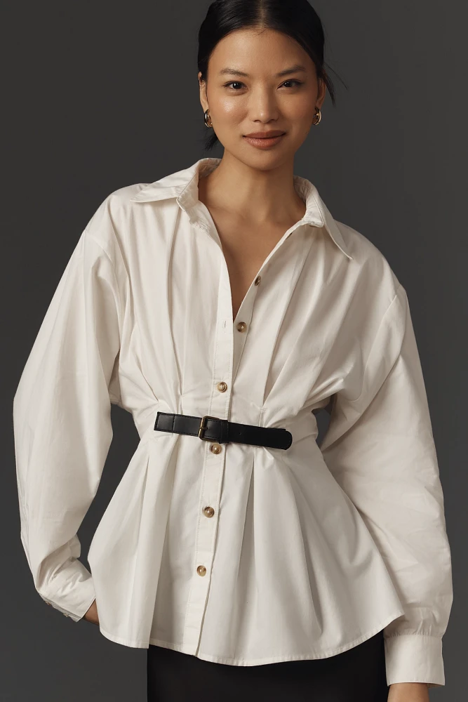 By Anthropologie Belted Buttondown Shirt