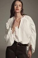 By Anthropologie Ruched-Sleeve Popover Blouse