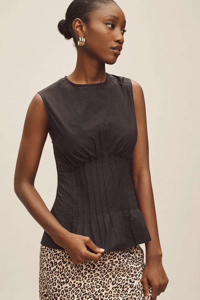 The Della Pleated-Waist Shell Top by Anthropologie