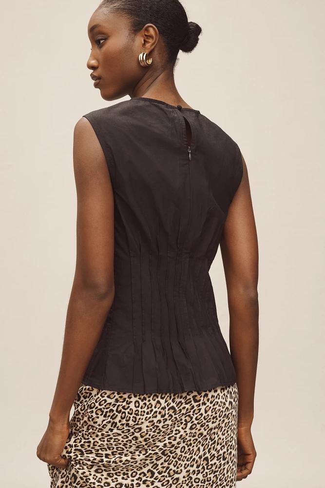 By Anthropologie Pleated-Waist Shell Top