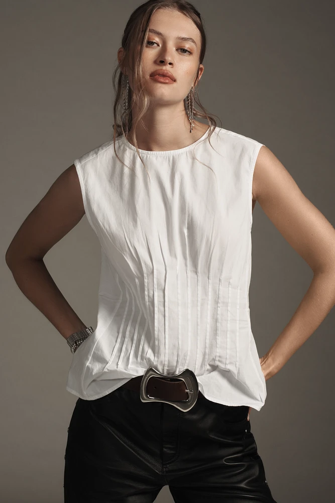 By Anthropologie Pleated-Waist Shell Top