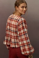 Pilcro Long-Sleeve Pleated Swing Blouse